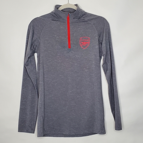 Arsenal 1/4 Zip Jersey Men's Size M Official AFC Gray Long Sleeve Logo Pullover - Picture 1 of 10